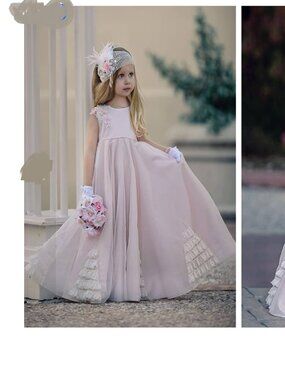 Blush Pink Satin Tulle Flower Girl Dress Dollcake Couture NWT All in Details
